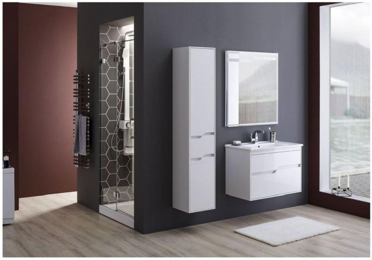 Шкаф-пенал для ванной Aquanet Модена 35 L белый глянец 00218461