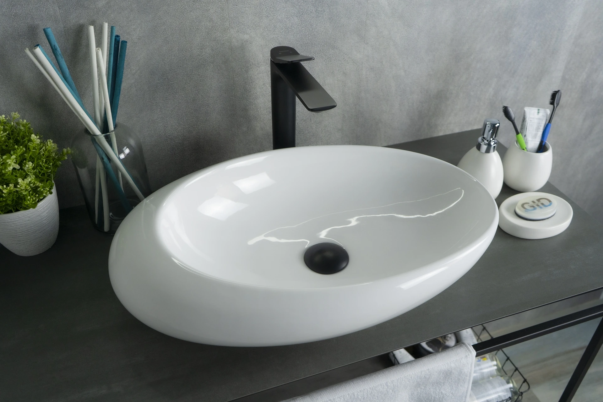 Раковина Gid N9050 51167 накладная белая 59x37x14