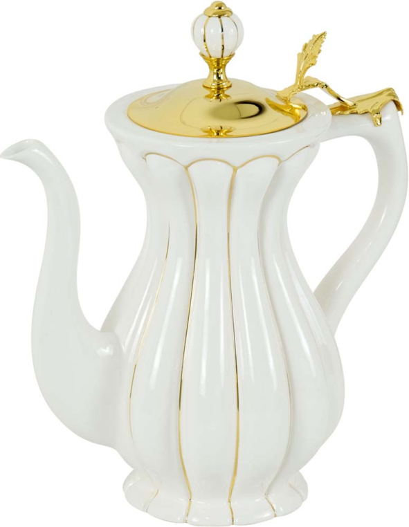 Кувшин Migliore Olivia 24926 керамика/белая с золотым декором/крышка золото