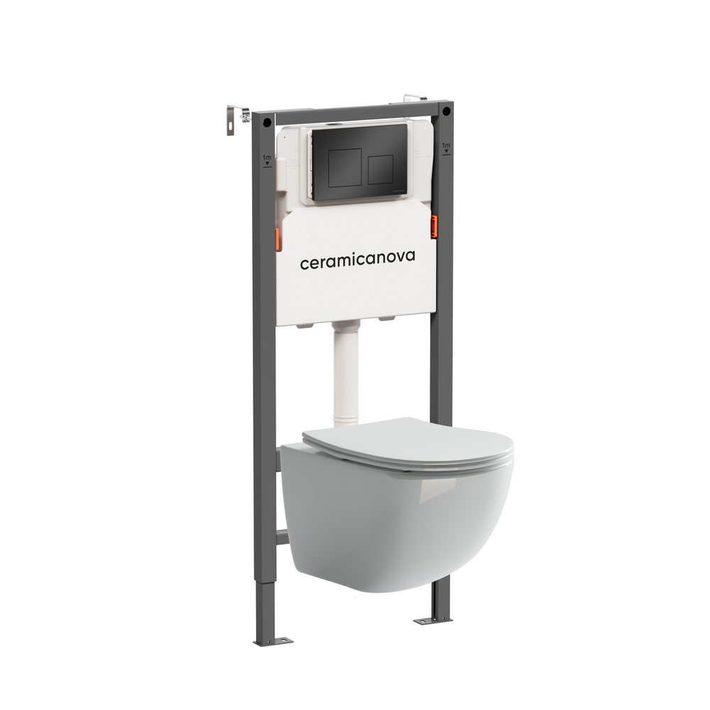 Комплект Подвесной унитаз FORMA Rimless + Система инсталляции Balance кнопка Square, черный матовый