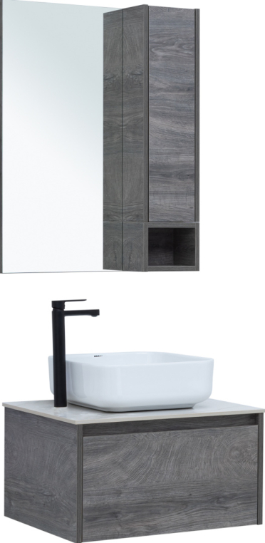 Мебель для ванной Stworki Карлстад 60 дуб рошелье, монте тиберио, с отверстием под смеситель в столешнице