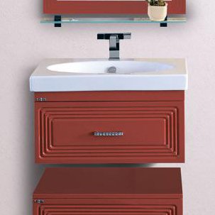 Тумба с раковиной Misty Европа 60 красная эмаль (П-Евр01060-041По+NXT60SLWB01)