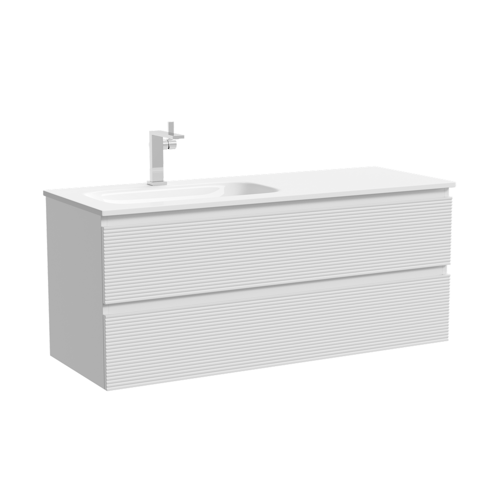 Тумба подвесная SANCOS Folk  левая 1195х445х500, c двумя ящиками оснащенными доводчиками, Bianco, арт.FL120LW