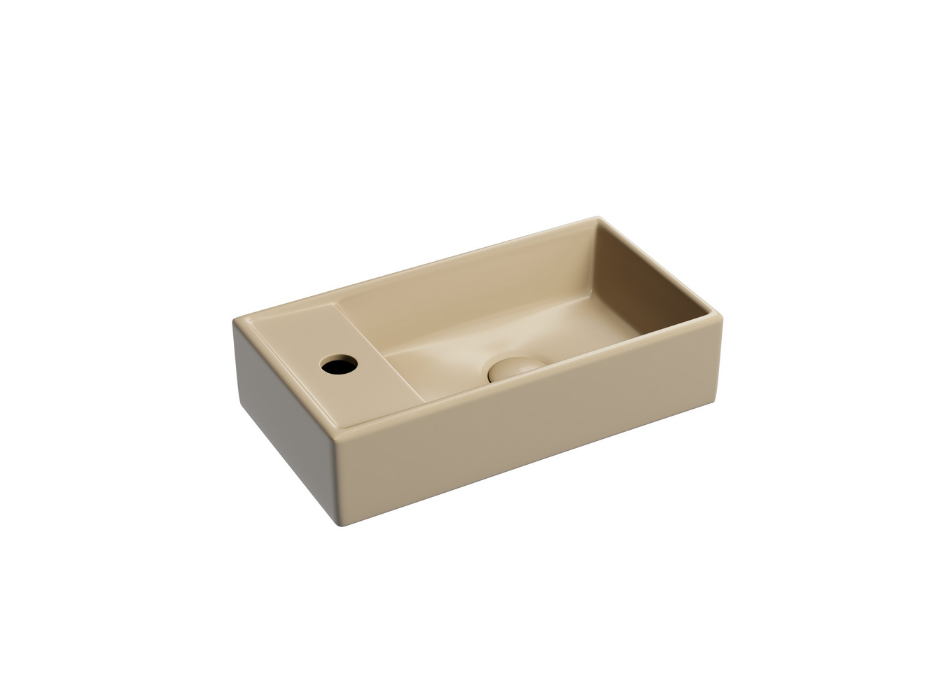 Умывальник подвесной прямоугольный (чаша справа, отверстие под смеситель слева) цвет капучино матовый Element 407x217x100