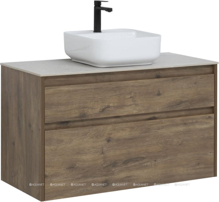 Тумба под раковину Aquanet Nova Lite 100 дуб рустикальный (2 ящика) 00249521