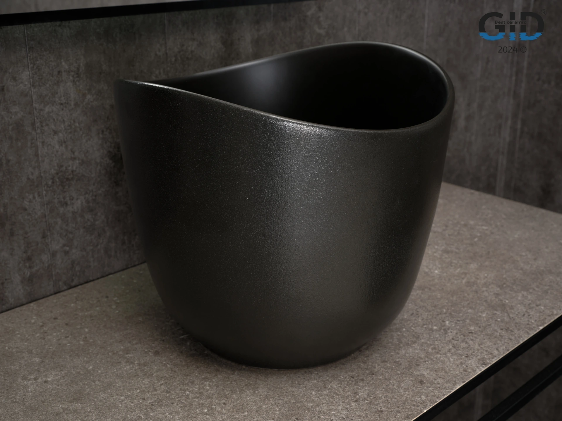 Раковина Gid N9303bg 53378 накладная черная графит 36x36x32