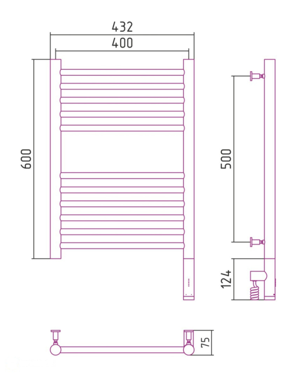 Электрический полотенцесушитель Сунержа Богема 3.0 прямая 600x400 МЭМ Пр. состаренная бронза (05-5805-6040)