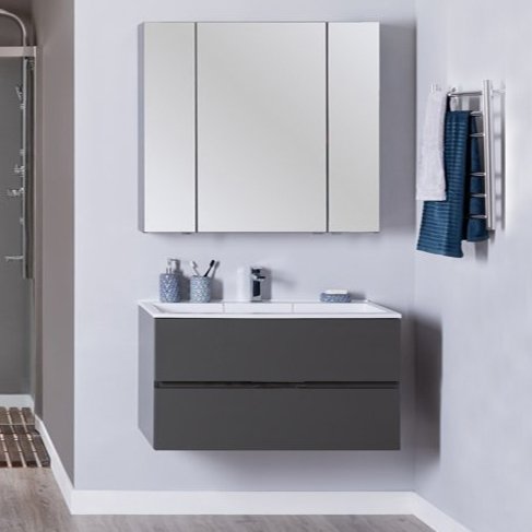 Комплект мебели Aquanet Алвита 100 серый антрацит (00240112+00222717+00240113)