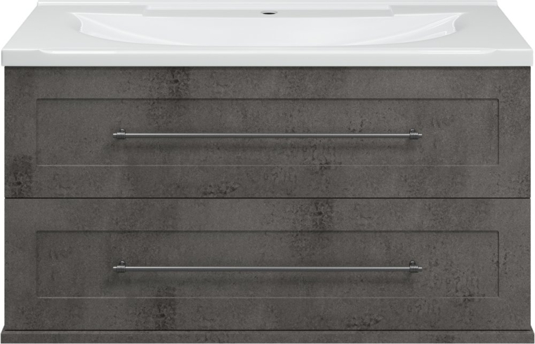 Тумба с раковиной Misty Марта 100 подвесная, темный бетон (П-Мрт-01100-2513П+Р-Евв14100-Д)