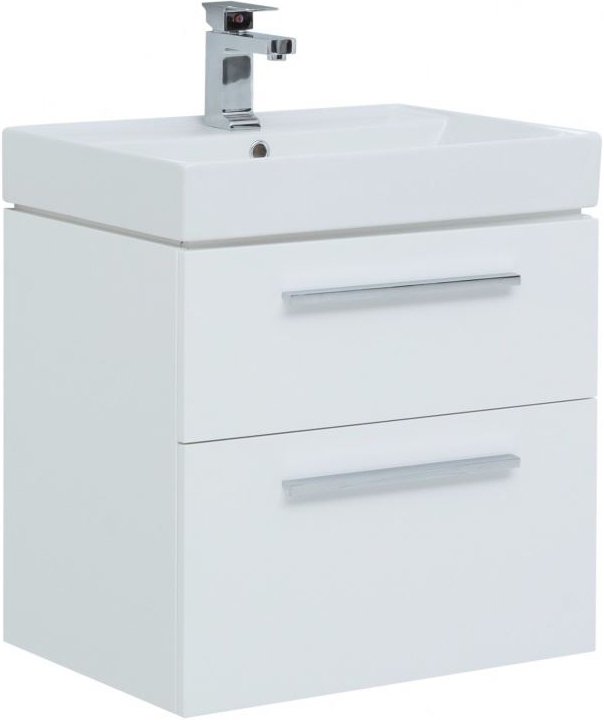Тумба с раковиной Aquanet Nova 60 2 ящика, белый глянец (00242279+00242905+00243724)
