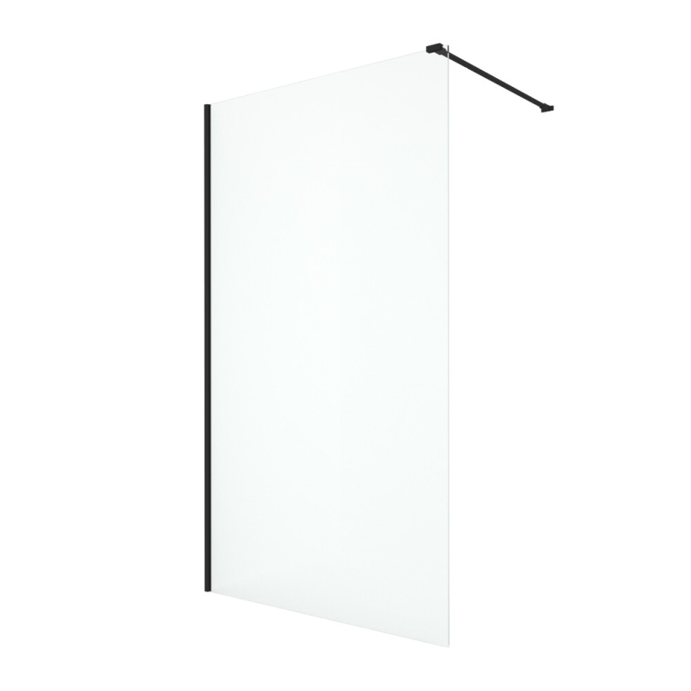 Душевая перегородка Aquatek AQ WIW 12020BL Walk in с держателем 1200x2000 профиль черный, стекло прозрачное