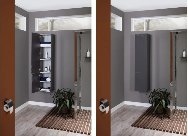 Шкаф-пенал для ванной Aquanet Алвита 35 L серый антрацит 00249618