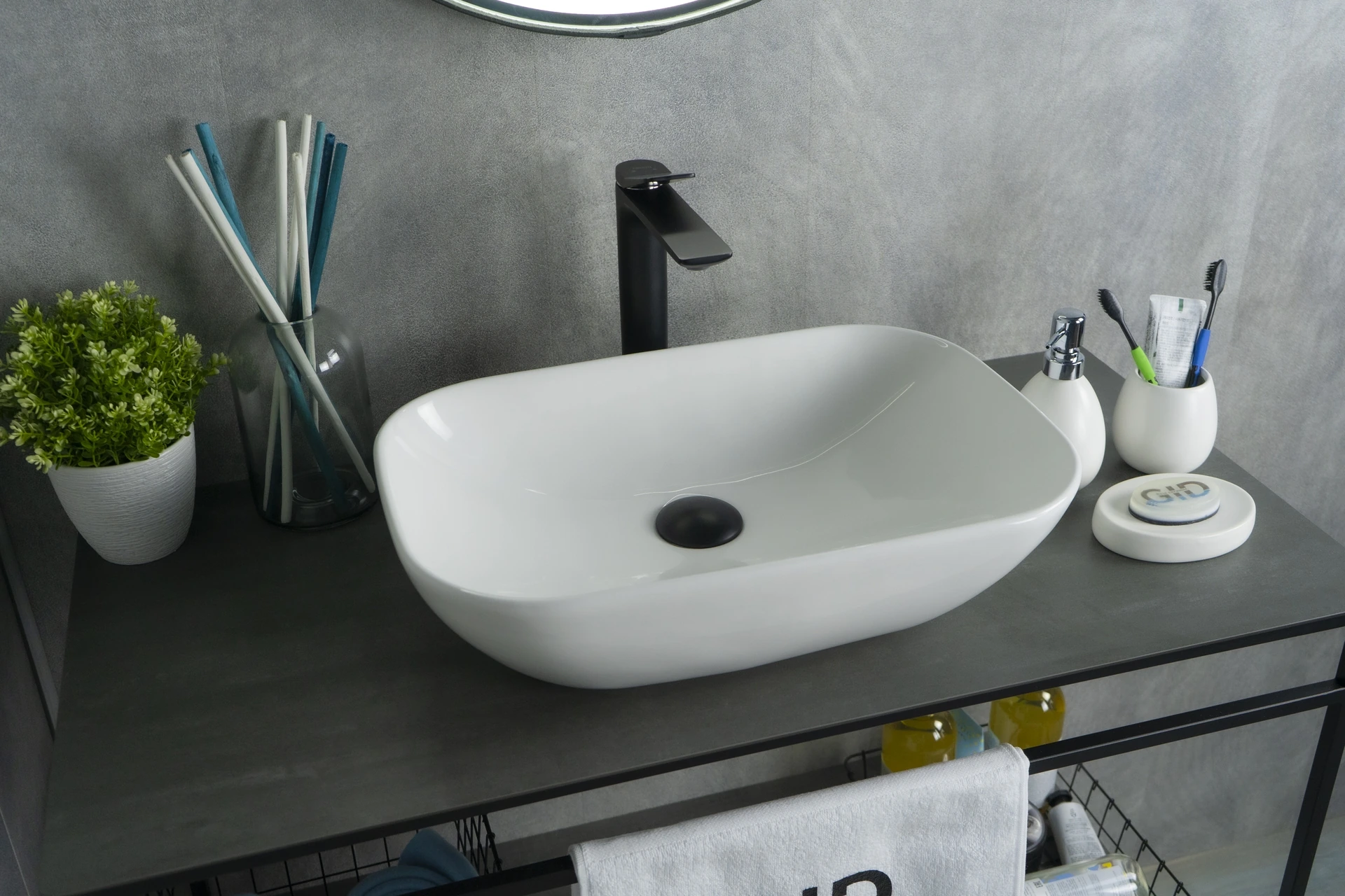 Раковина Gid N9447 51157 накладная белая 51x34x13