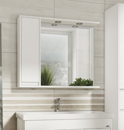 Зеркало Misty Алиса 90 L с подсветкой белое (Э-Али04090-01Л)