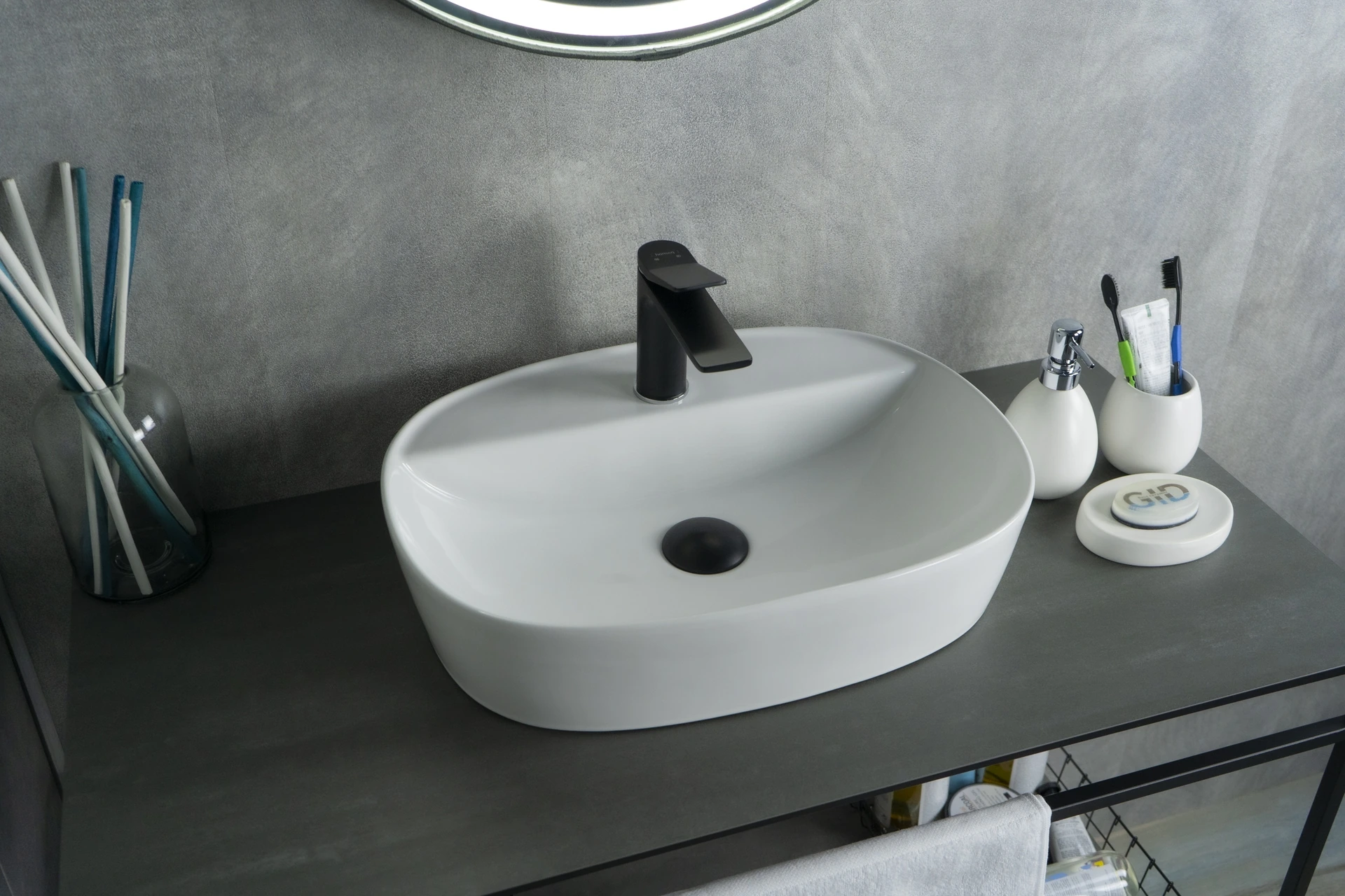 Раковина Gid N9045 51166 накладная белая 50x38x12