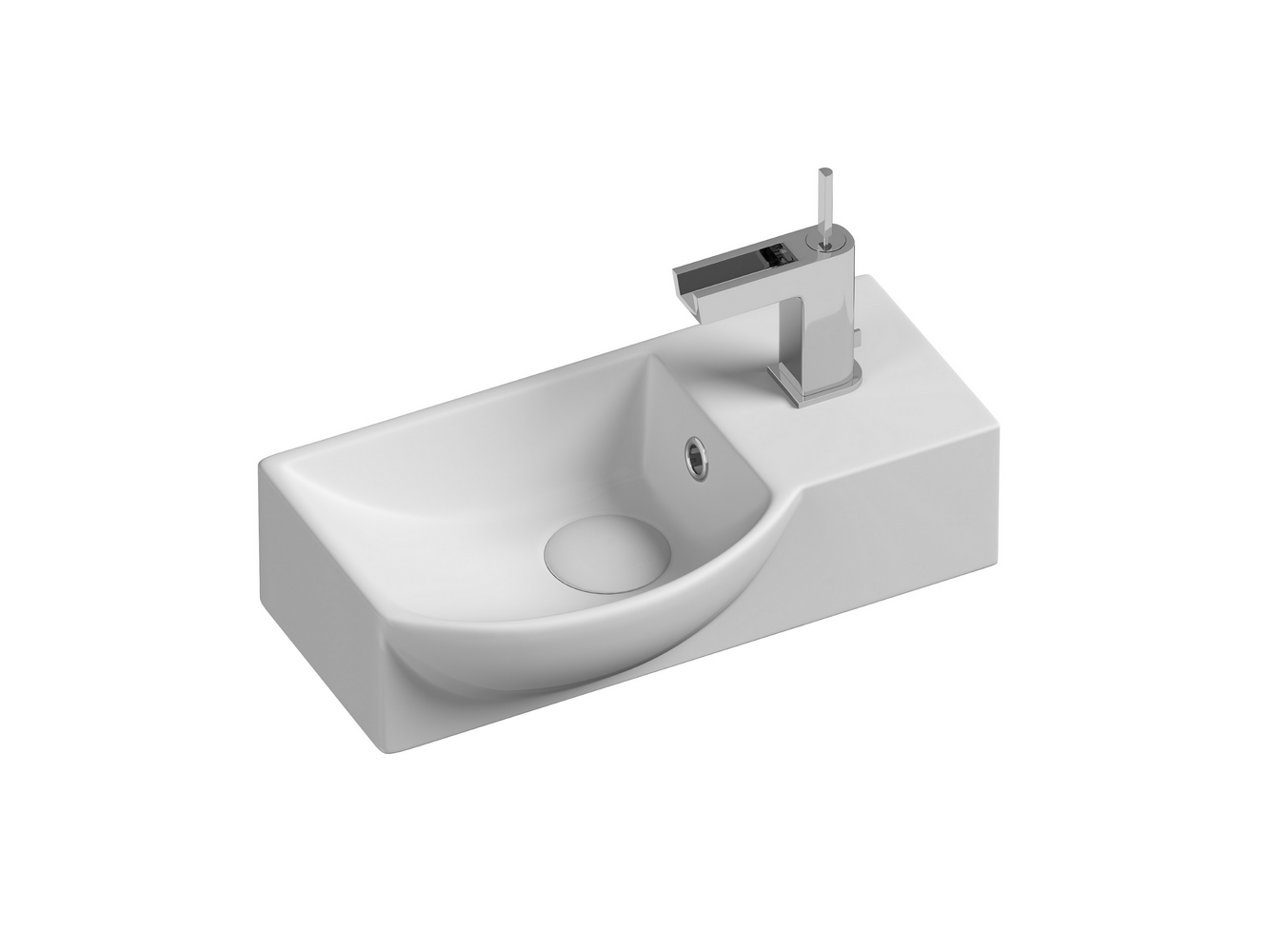 Подвесные раковины CERAMICANOVA CN6039L Умывальник подвесной прямоугольный с крепежом (чаша слева, отв под смеситель справа) Elemen