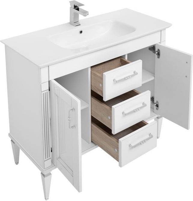 Комплект мебели для ванной Aquanet Селена 105 белый/серебро (3 ящика, 2 дверцы) 00233129