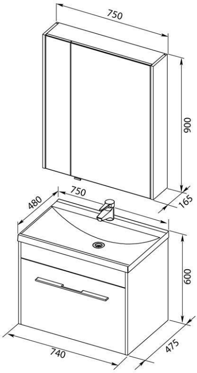 Мебель для ванной Aquanet Августа 75 белый (ручка хром) 00287683