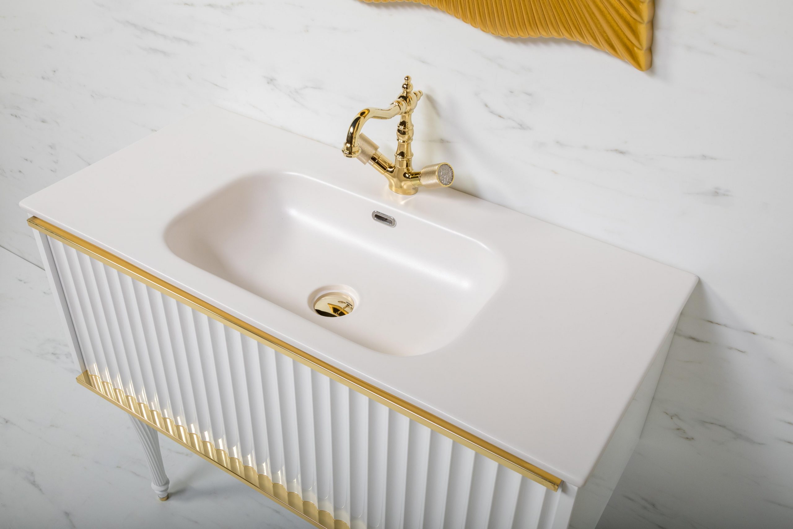 Тумба Canale 100 белая + Золото_Комплект
