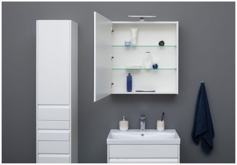 Шкаф-пенал для ванной Aquanet Палермо 35 L белый глянец 00237410