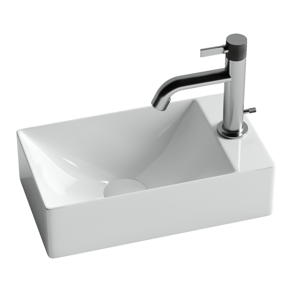 Подвесные раковины CERAMICANOVA CN5007 Умывальник подвесной/накладной прямоугольный (отв под смеситель R) Element 375*215*100мм