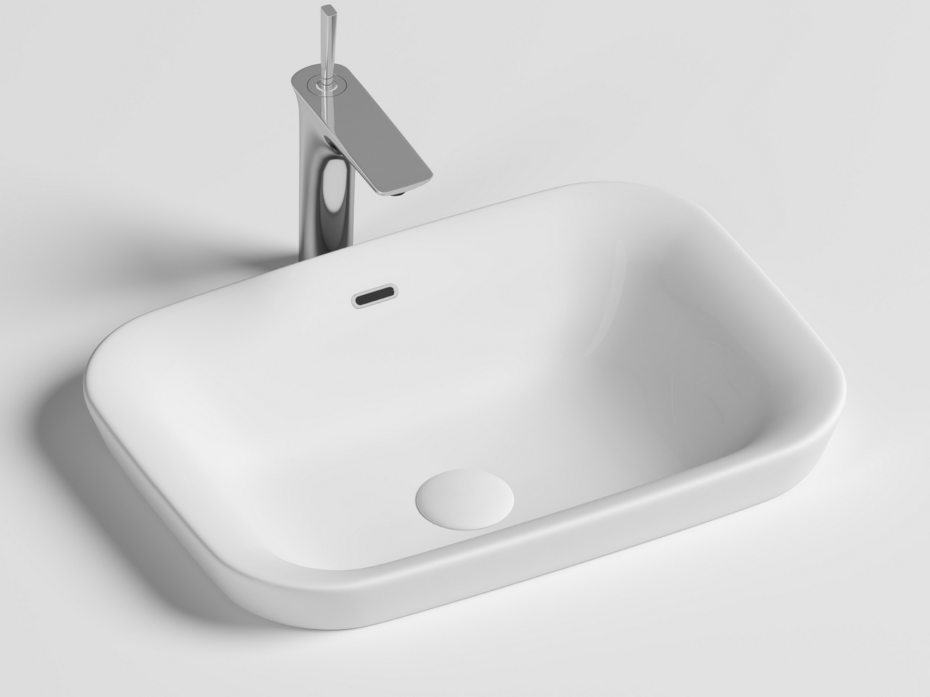 Встраиваемые раковины CERAMICANOVA CN6041 Умывальник прямоугольный встраиваемый сверху в столешницу Element 580*400*150мм