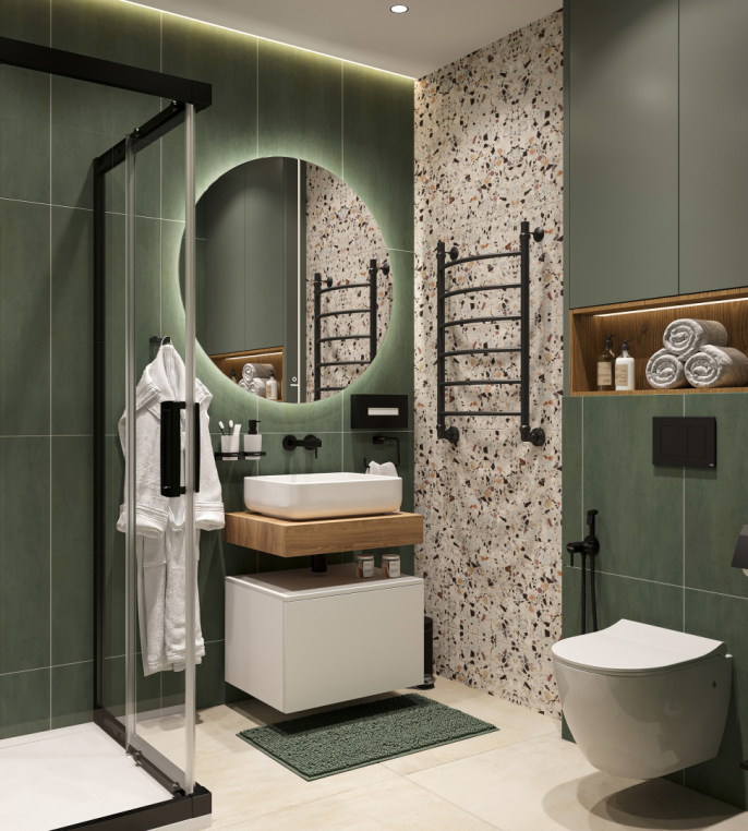 Столешница Stworki Ольборг 60 дуб французский, без отверстий, с тумбой 60, с раковиной Stworki Soul 1 белой