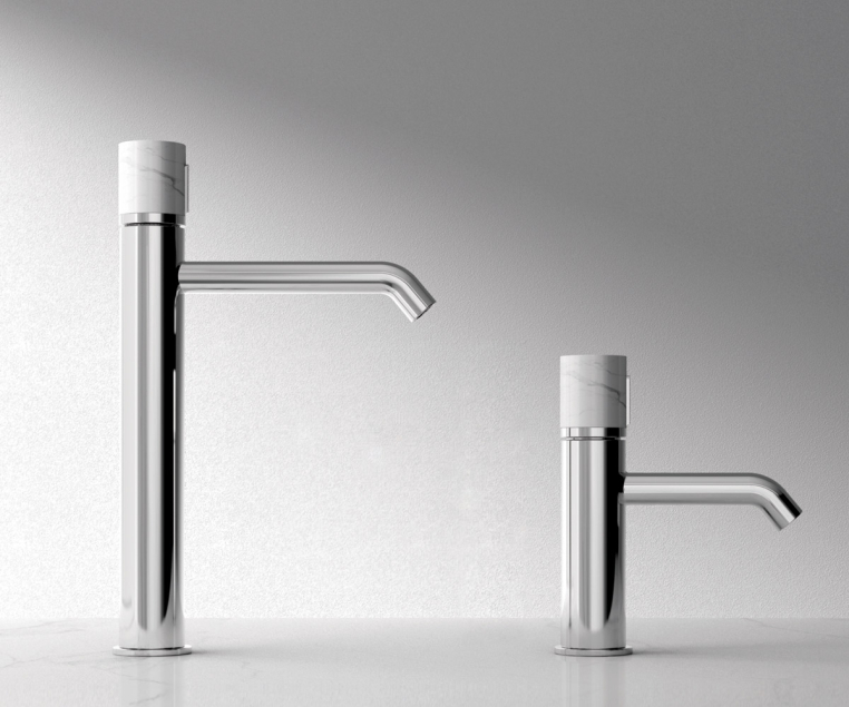 Смеситель высокиий для раковины Bronze de Luxe FOCUS хром/мрамор (24615CM)