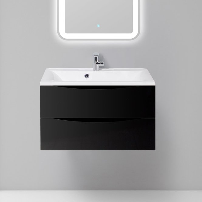 Тумба с раковиной BelBagno Marino 80 nero lucido (MARINO-800-2C-SO-NL-P+BB800/450-LV-MR-PR)