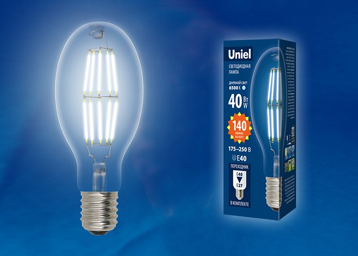 Лампа светодиодная Uniel E40 40Вт 4000K LED-ED90-40W/NW/E40/CL GLP05TR