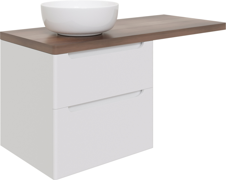 Мебель для ванной Stworki Берген 60 белая с темной столешницей 122, раковина Moon 1, R