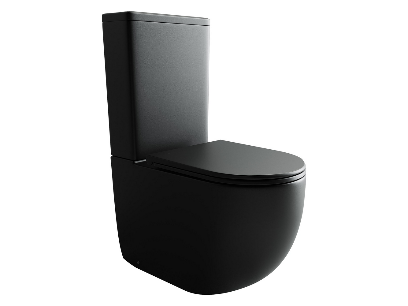Напольный пристенный унитаз с бачком Metropol Rimless, двойной смыв 3/6 арматура, нижняя подводка глубокий смыв, горизонтальный (универсальный) выпуск, с крепежом, с ультра тонким сидением и крышкой с функцией плавного закрытия, дюропласт (цвет черный мат