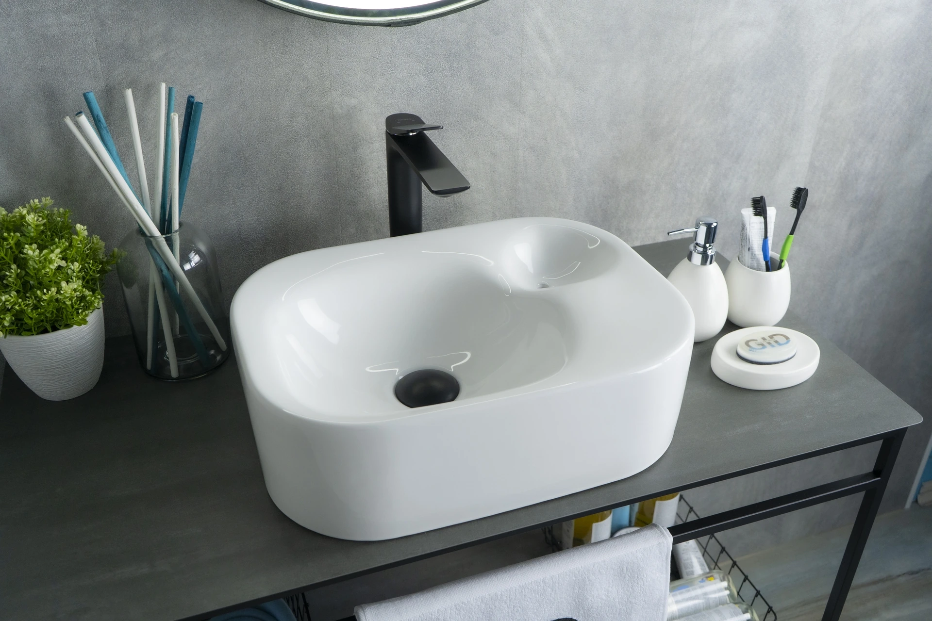 Раковина Gid N9266 51173 накладная белая 47x34x15