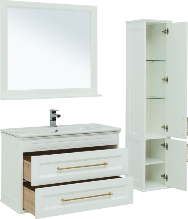 Мебель для ванной Aquanet Бостон М 100 белый (ручки золото) 00281190