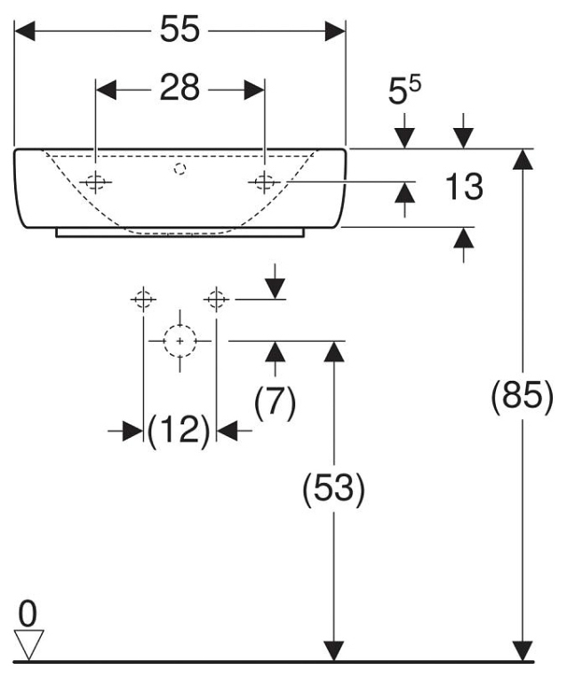 Раковина накладная Geberit Renova Nr. 1 Plan 55x44 225155000
