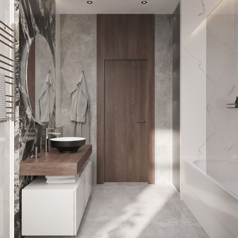 Мебель для ванной Stworki Ольборг 120 столешница дуб карпентер, без отверстий, 2 тумбы 60, с раковиной Vitra Water jewels